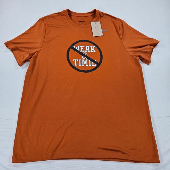 NWT Nike Dri-Fit "Not Weak & Timid" Orange Short Sleeve T-Shirt Men's Size XXL - Picture 1 of 7